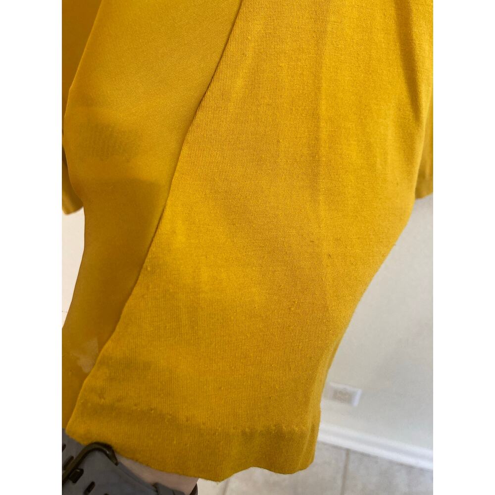 Kenneth Cole Mustard Yellow Silky Satin New York Cowl Neck Blouse M - Picture 7 of 7